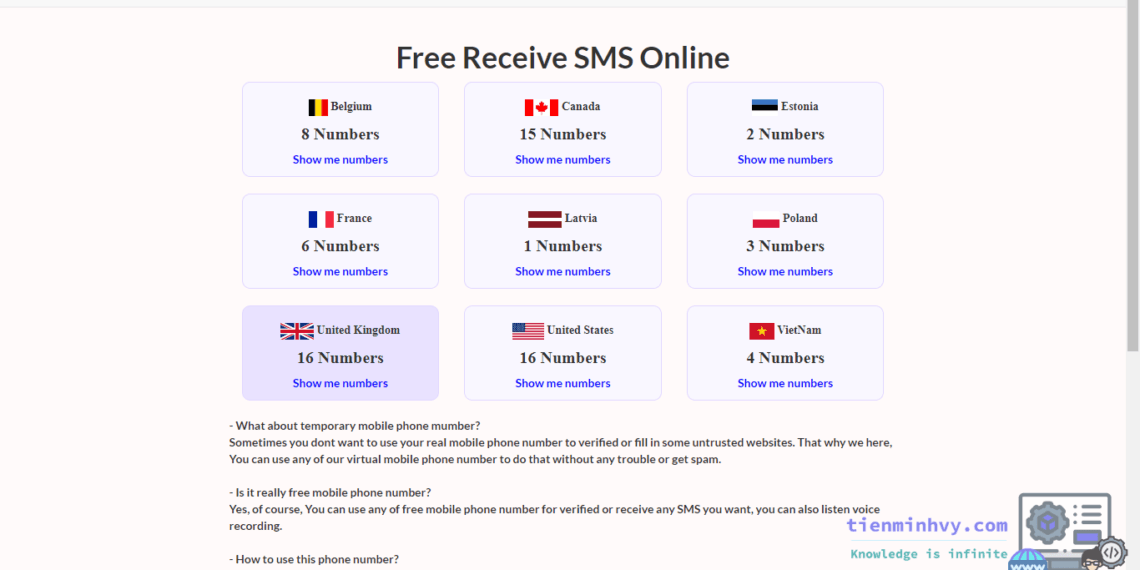 10 Website nhận SMS online miễn phí tốt nhất (SĐT Quốc Tế)